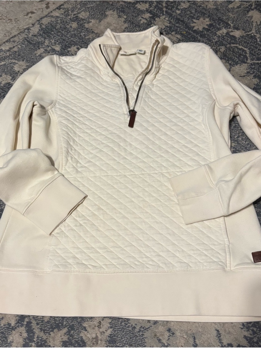 L.L. Bean Cream Quilted Half-Zip Pullover